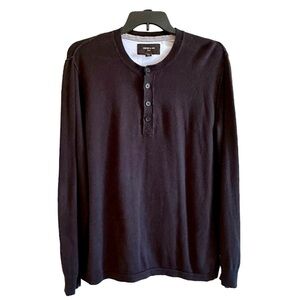 PORTER & ASH, MENS LONG SLEEVE, NAVY BLUE, HENLEY SWEATER. SIZE XL
